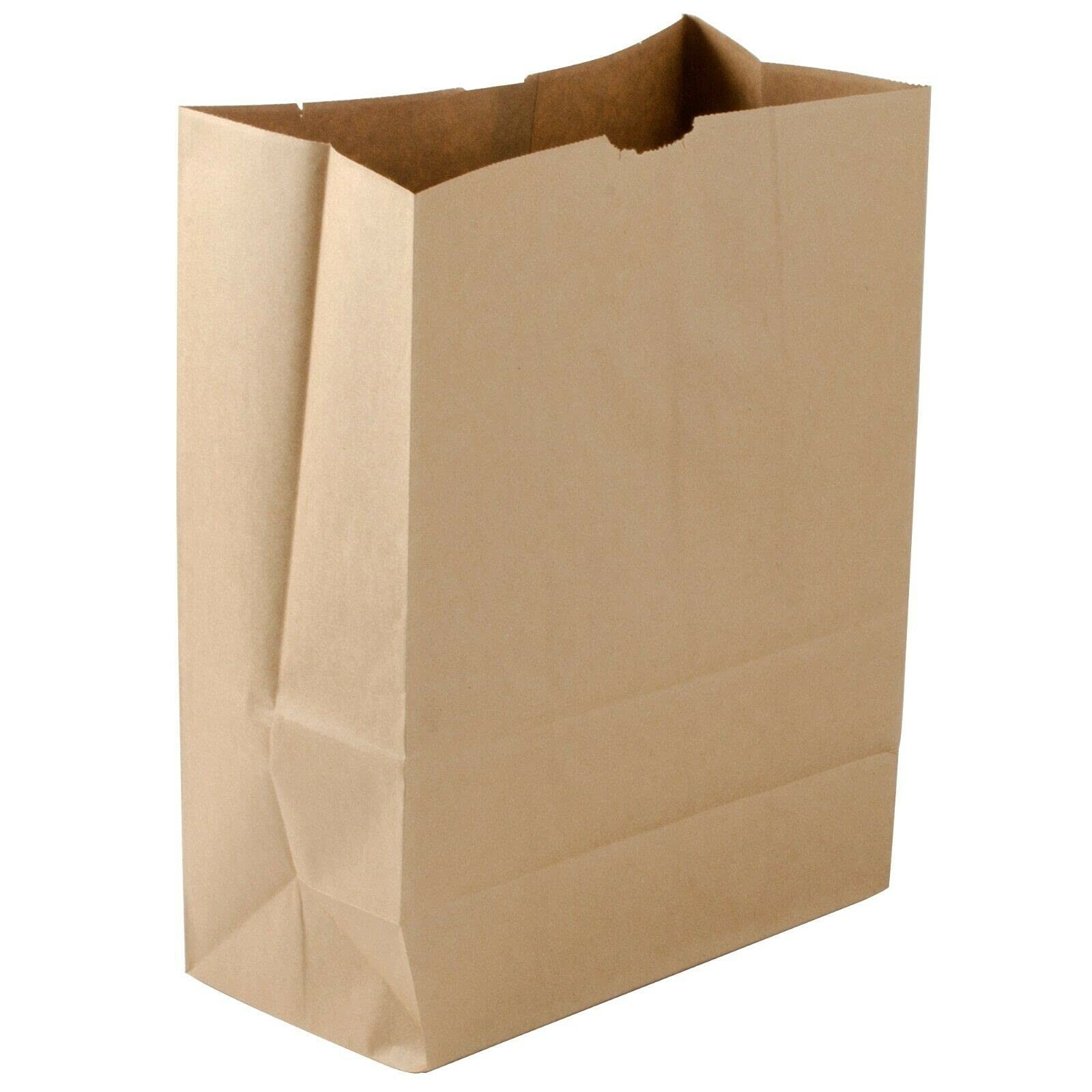 Large Paper Grocery Bags, 12X7X17 Kraft Brown Heavy Duty Barrel 57 Lbs 25 pack