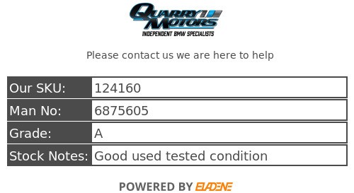 BMW E81 E82 E87 E88 E90 E91 E92 E93 Brake Servo Pressure Sensor 6875605