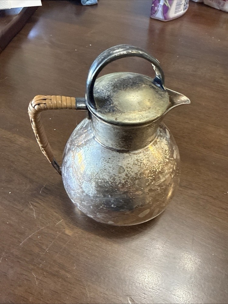 B.S. Co. Silverplate Pitcher 1868 Pattern with Wicker Handle