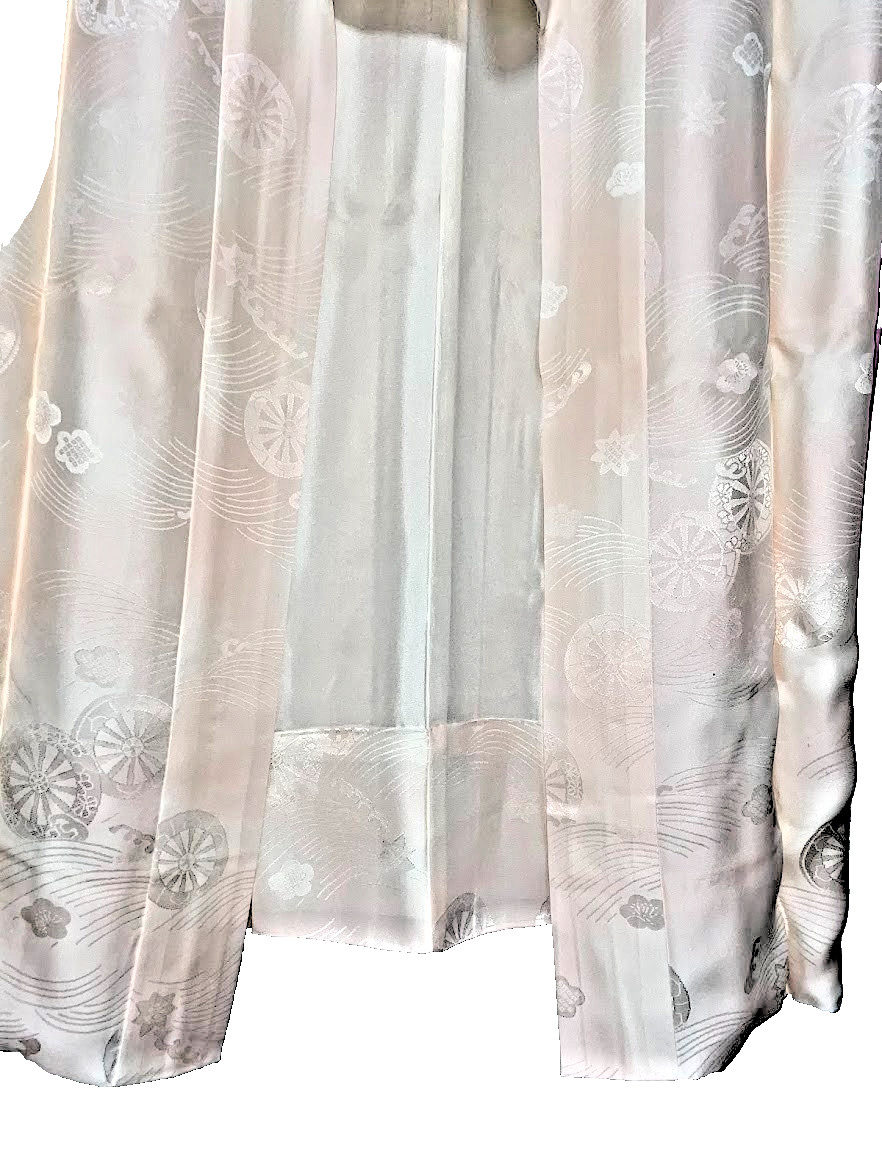 Vintage Silk Nagajuban For Furisode S 25.2in Yuki Japan Pink Sakura Kanoko