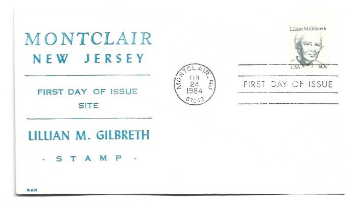 1868 40c Lillian Gilbreth, RKR, (blue) FDC