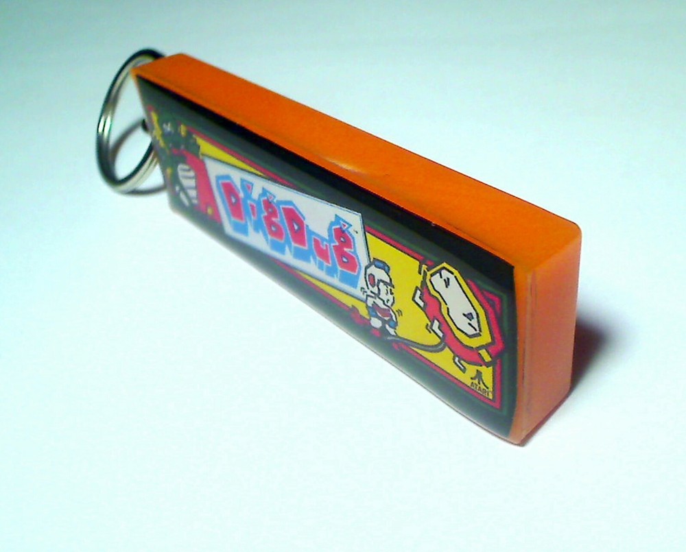 Dig Dug Arcade Marquee Coin Door accessory Keychain