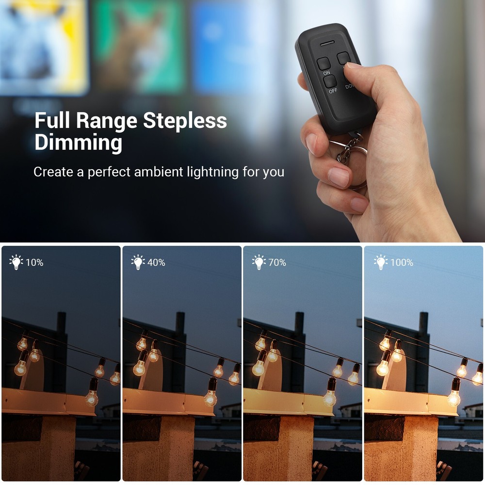 DEWENWILS Outdoor Dimmer for String Lights Plug in Remote Control Light Dimmer
