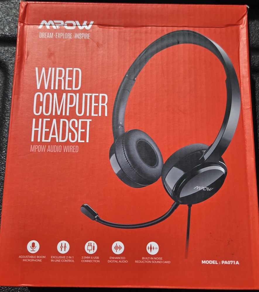 Mpow Wired Computer Headset with Microphone Model PA071A