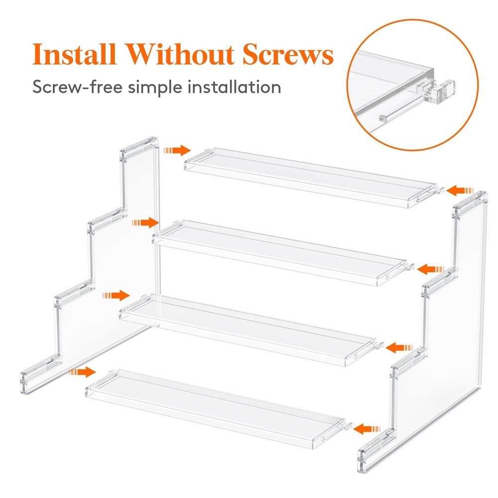 Lifewit 4 Tier Clear Display Riser Stand, Tool-free Assembly, 12 Inch Plastic
