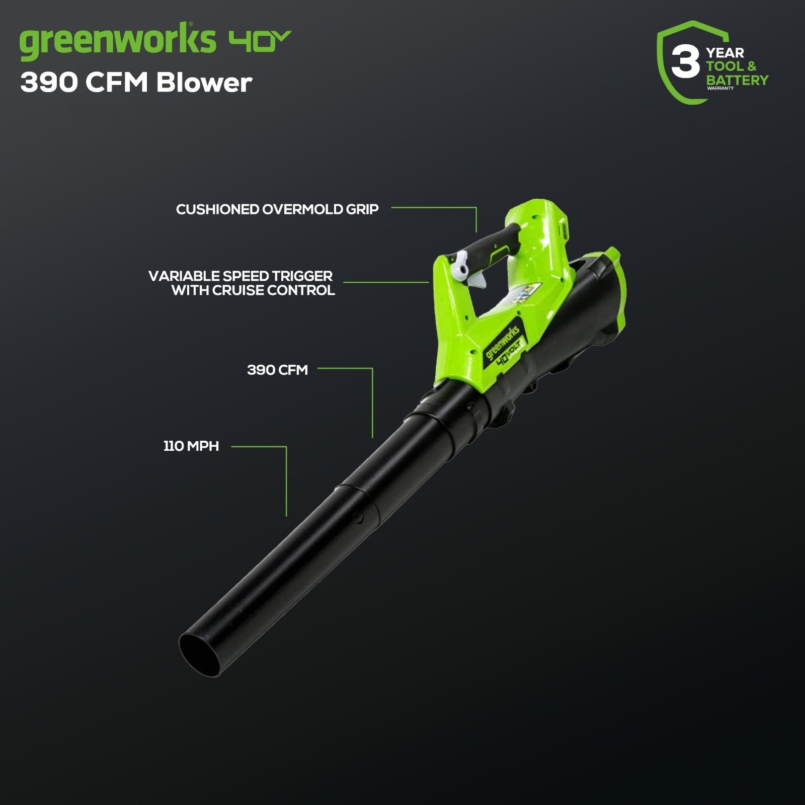Greenworks 40V Cordless Leaf Blower and String Trimmer Combo Kit w/ 2Ah Battery