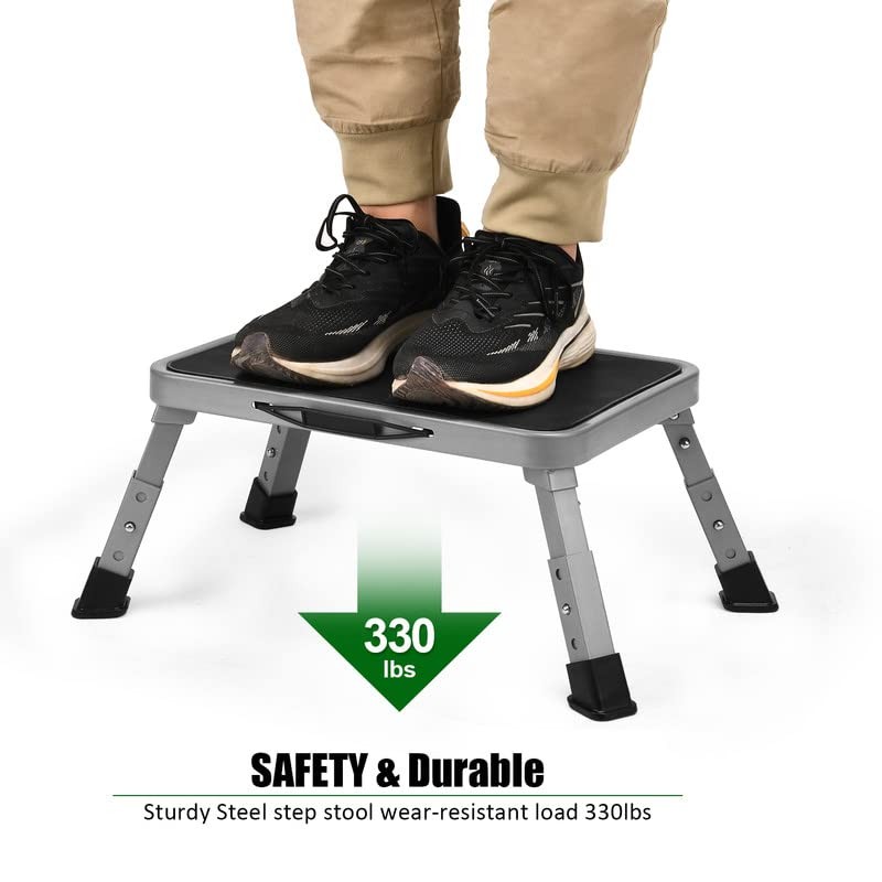 Jocauto Foldable Step Stool, Adjustable, Non-Slip, Iron, 330lbs, Multi-Use