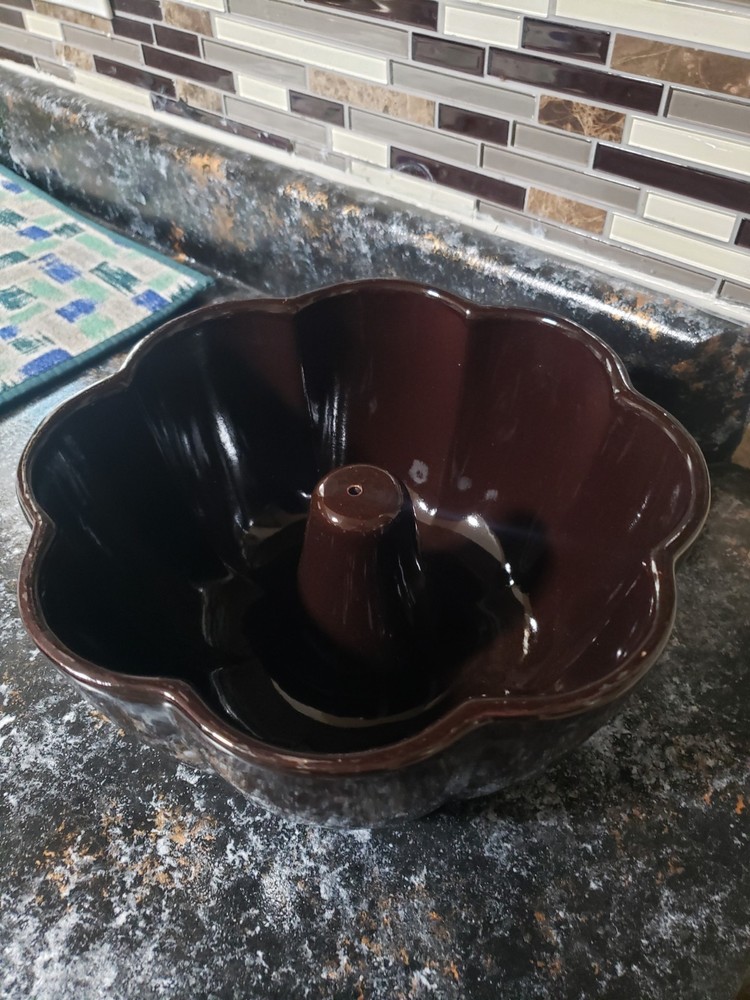 Vintage Brown Ceramic Bundt Cake Mold
