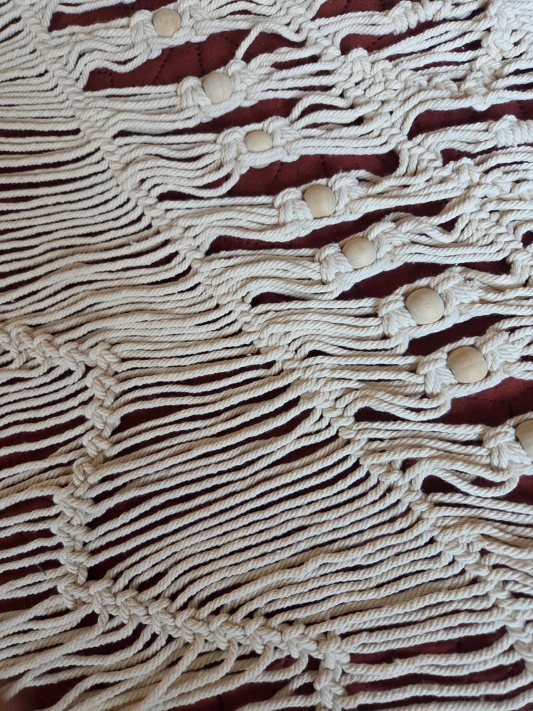 Flber Macrame Wall Hanging 51"W x 54"L Beige Boho Decor