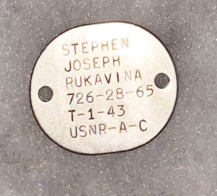 WWII USNR Stephen Rukavina T-43 Single Dog Tag