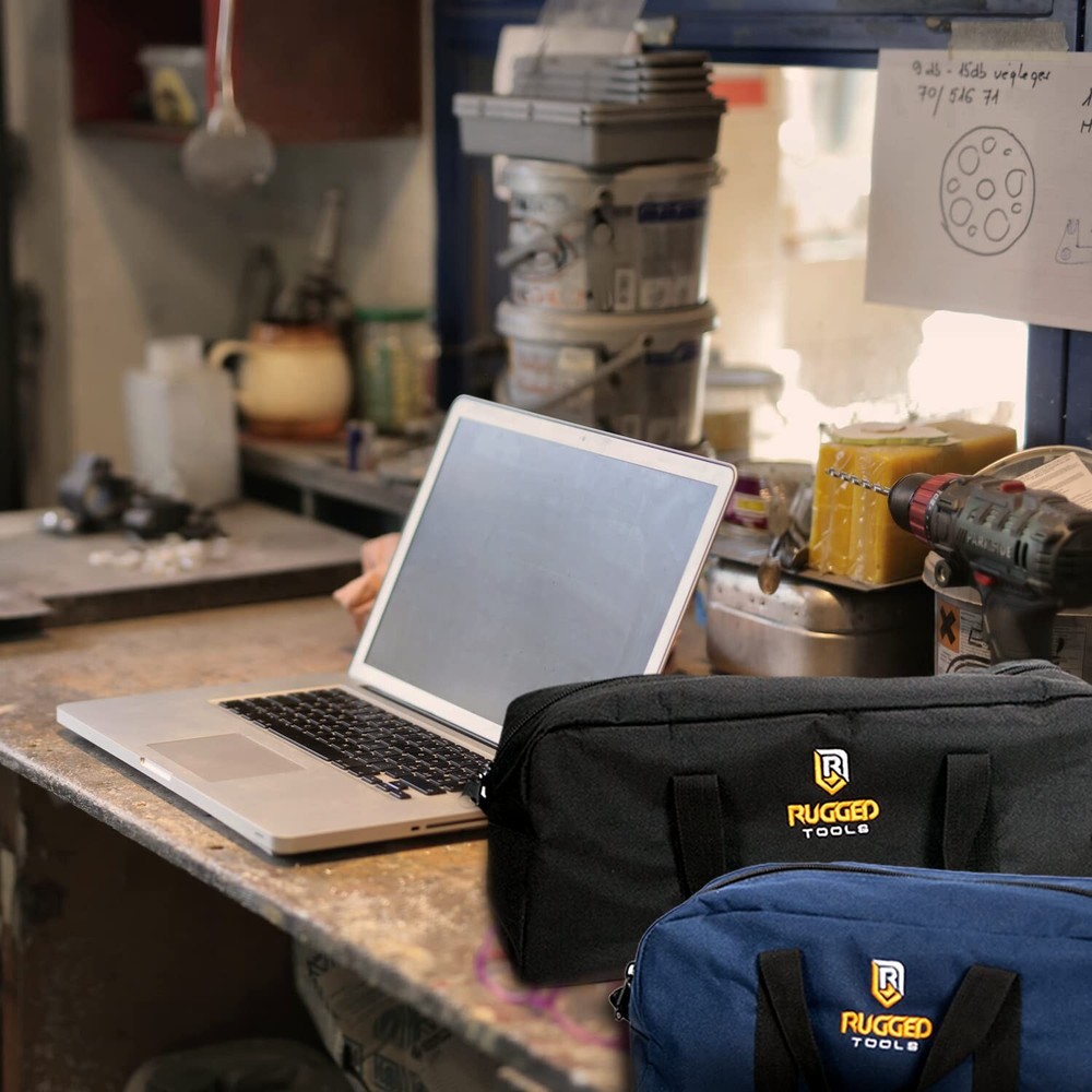 Rugged Tools Tool Bag Combo - Includes 1 Small & 1 Medium Toolbag - Organizer...