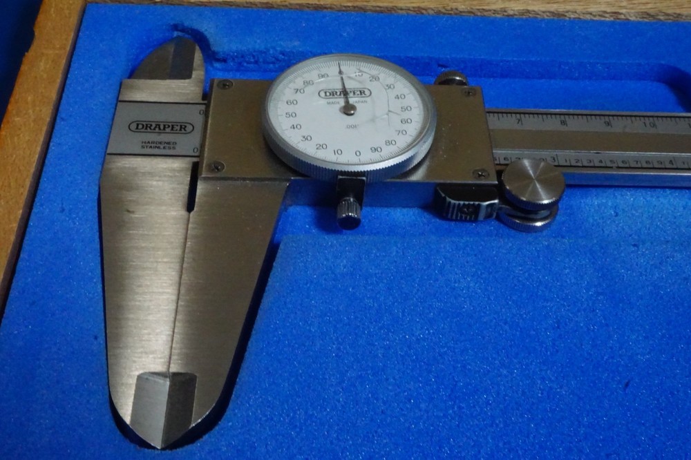 Draper 12in Dial Caliper White Dial Stainless Steel with Case