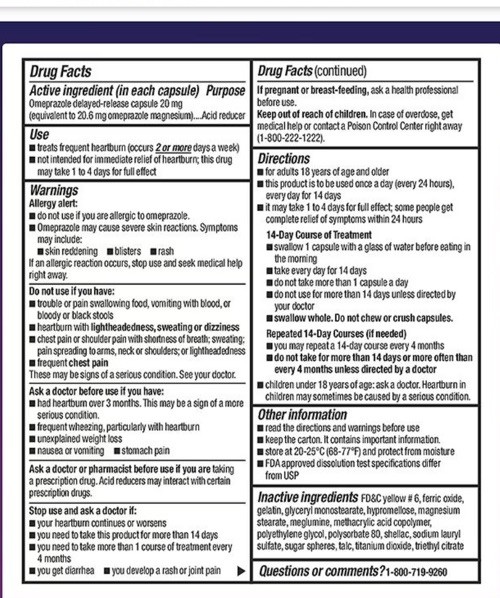 24 Pack-Omeprazole Delayed Release Tablets 20 mg, Acid Reducer, Treats Heartburn
