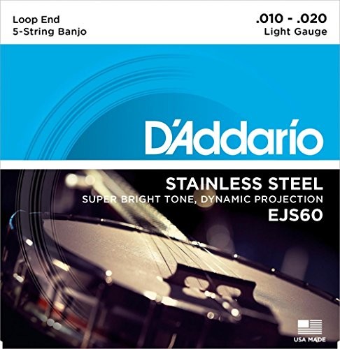 D'Addario EJS60 5-String Banjo Strings, Stainless Steel, Light, 9-20