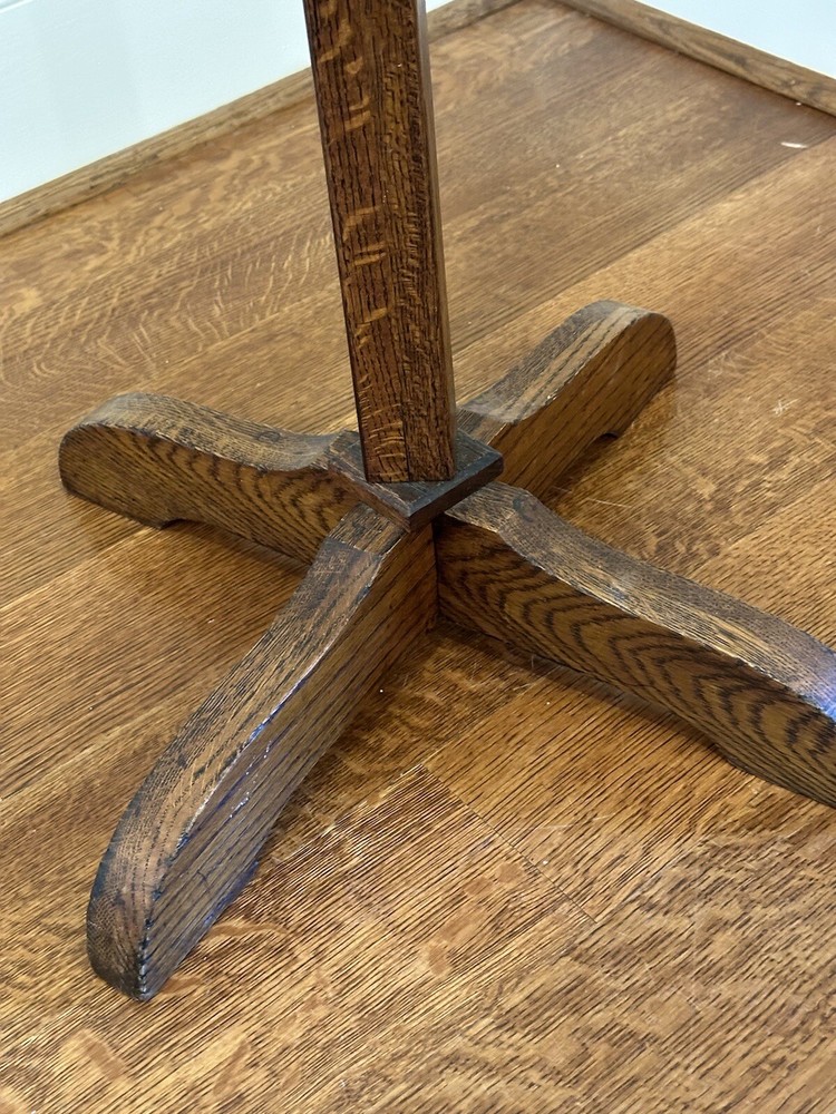 Antique, Solid Quarter Sawn Oak, Coat Hat Rack / Stand, Deep Color, Brass Hooks