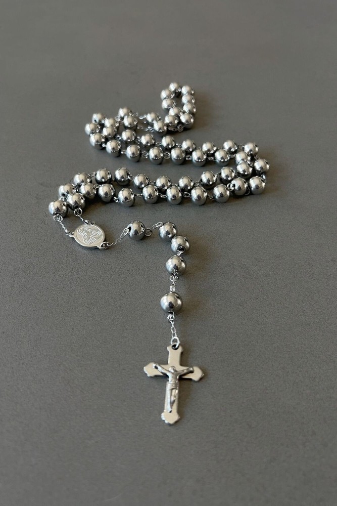 Stainless Steel Beads Rosary for Men Handmade Rosary Unbreakable Catholic Rosary