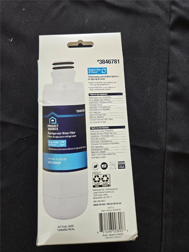 = Project Source Refrigerator Water Filter 2 PK Model LT1000P Model 108509