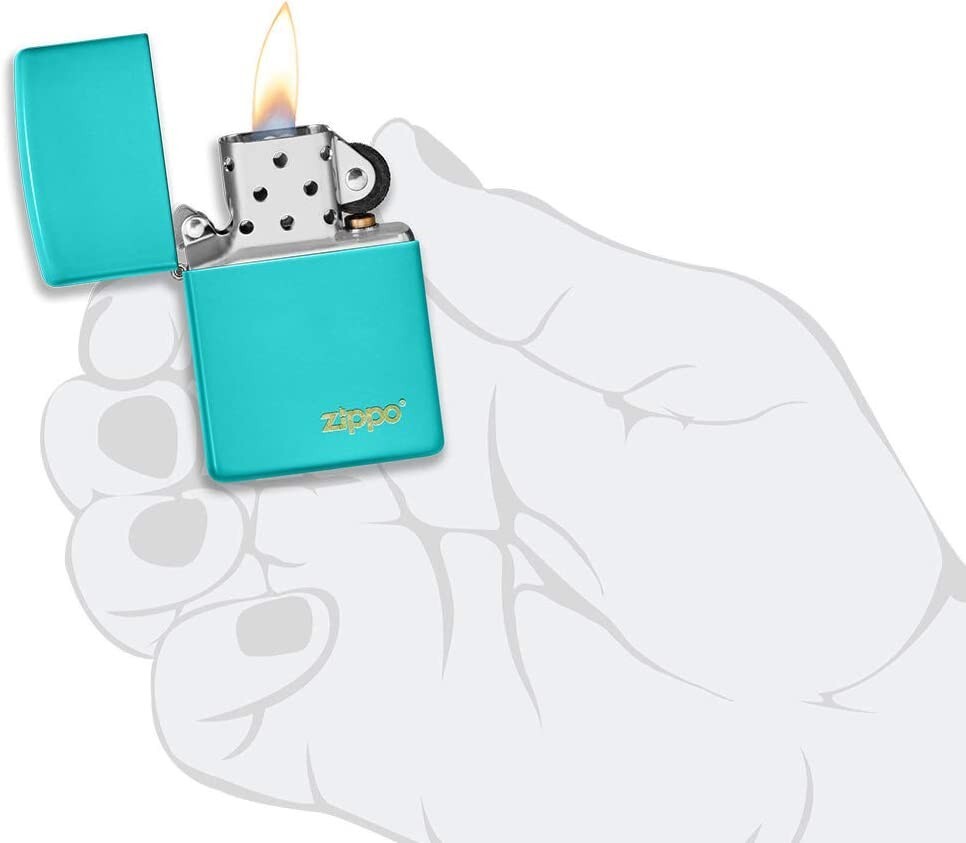 Zippo Flat Turquoise Logo 49454ZL