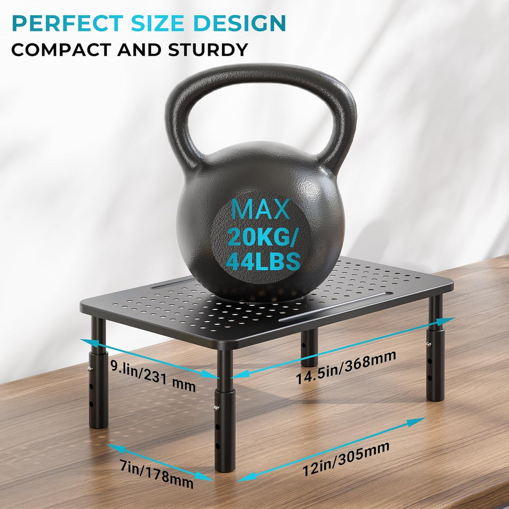 Monitor Stand 2 Pack Height Adjustable Metal Riser with Pen Holder, Black, 14.5”