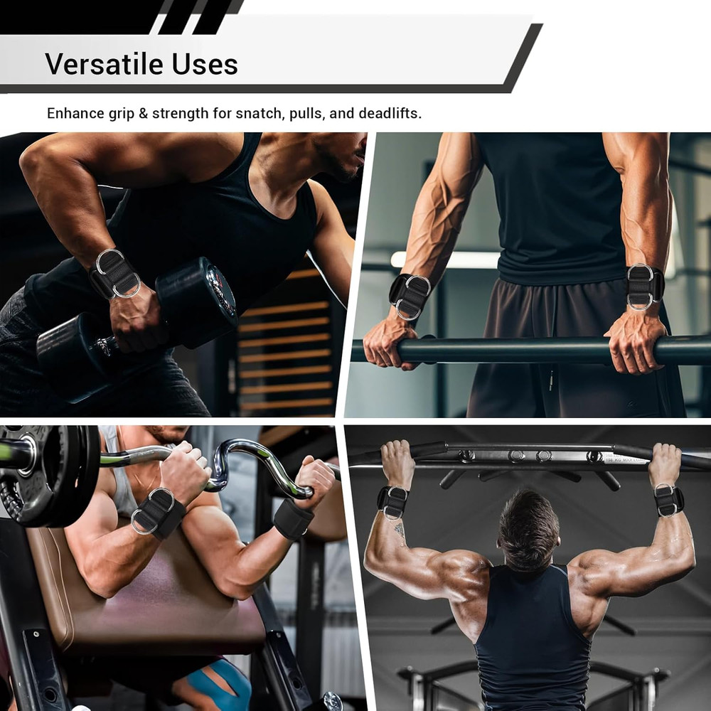 Weight Lifting Straps with Cuffed D Ring, Wrist Support, Heavy Duty Thick Comfor