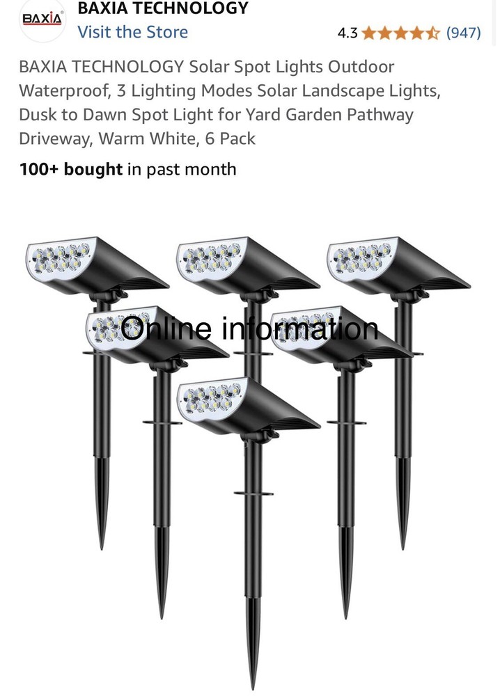 BAXIA TECHNOLOGY Solar Spot Lights Outdoor Waterproof (6 pack)