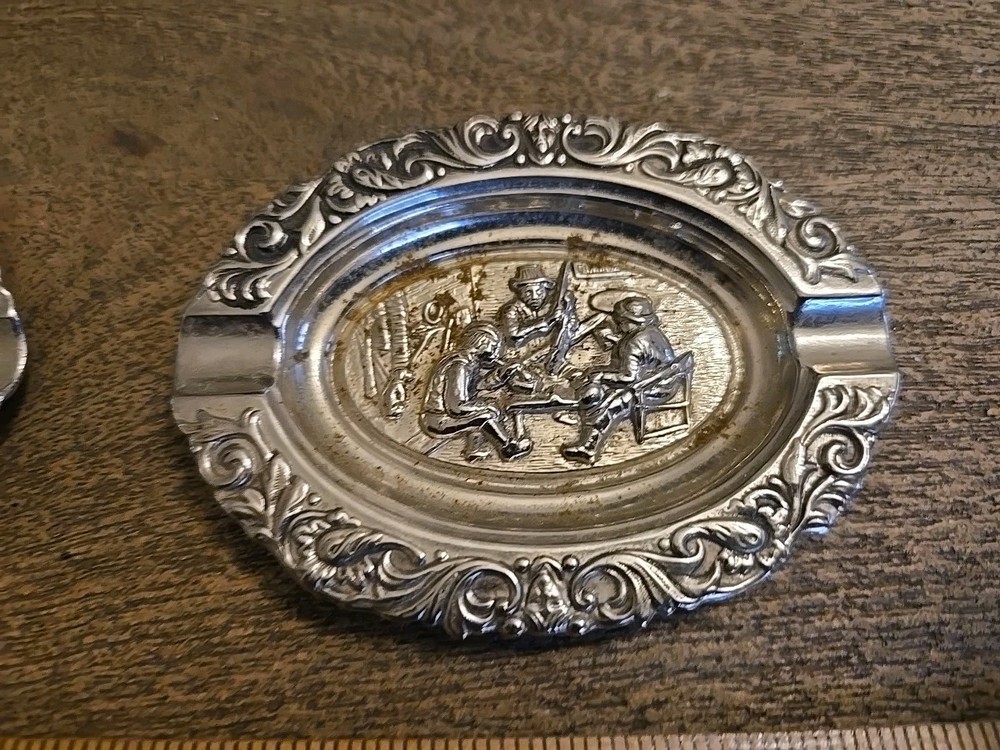 2 Small Vintage Silver Plated Ashtrays See All Pics And Description
