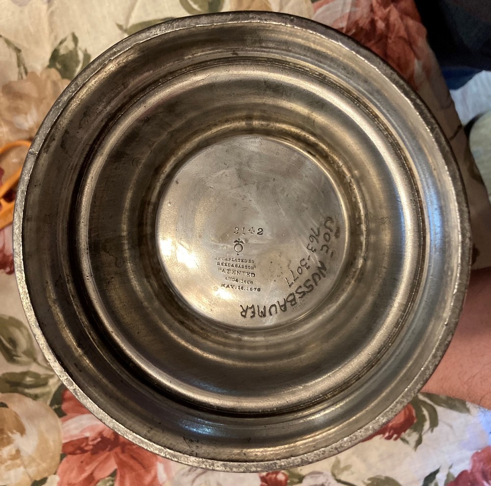 Antique / Vintage Reed & Barton Silver Plate Pitcher Tankard W/ Ceramic Insert