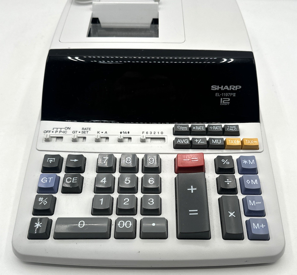 SHARP EL-1197PIII 12 Digit 2 Color Electronic Calculator Printing Adding Machine