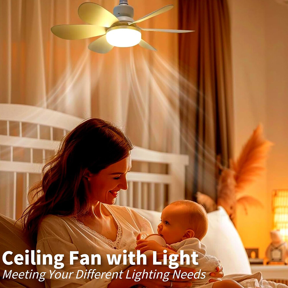 Socket Ceiling Fans With Lights And Remote- Socket Fan Light With Dimmable LED