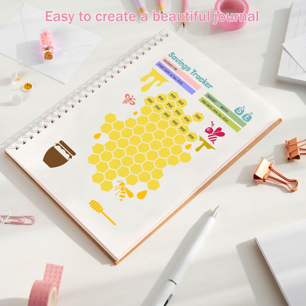 14 PCS A5 Plastic Reusable Multi-functional Tracker & Planner Stencils for...
