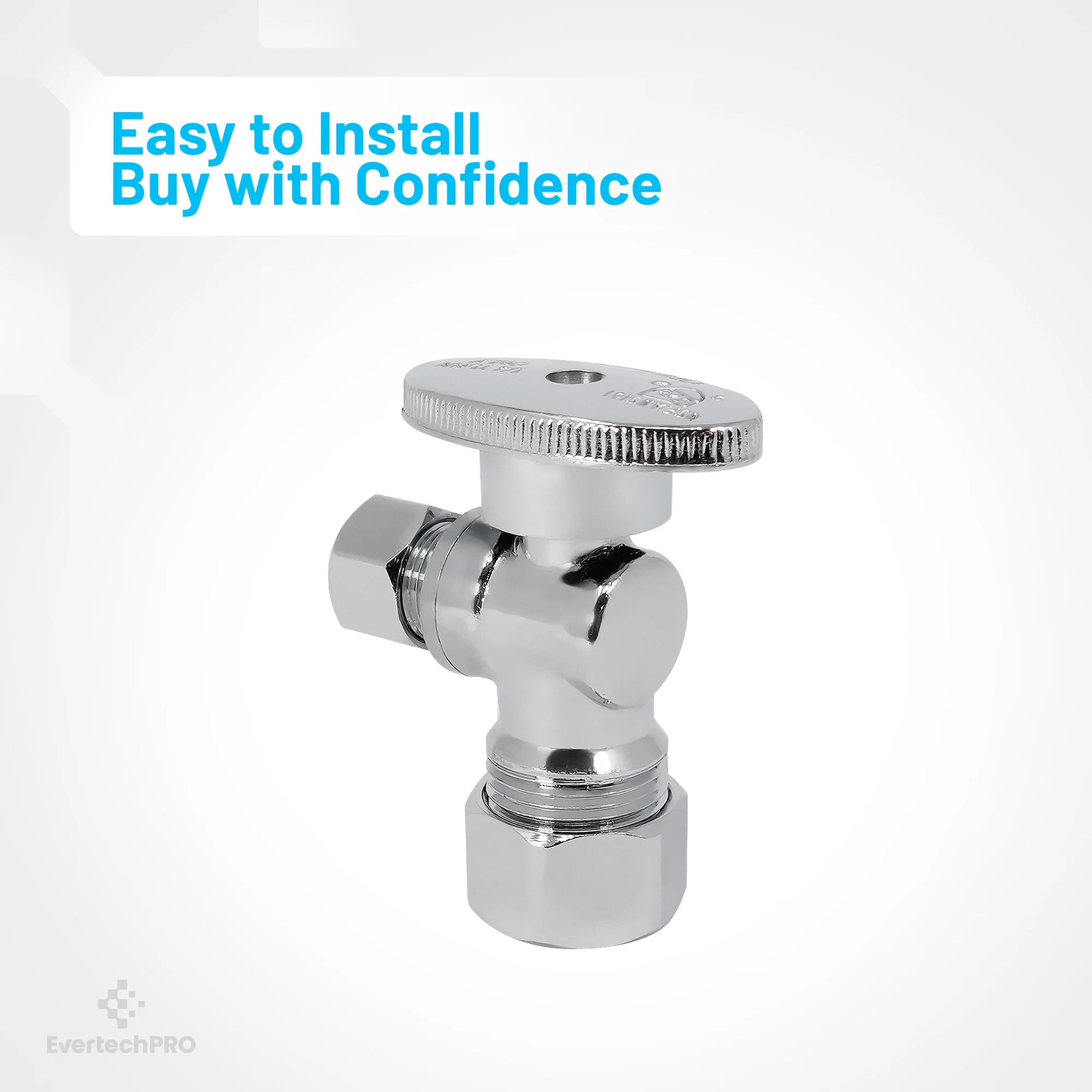 Toilet Water Shut Off Valve with 1/4 Turn Shut Off Chrome Plated 5/8 OD x 3/8 OD