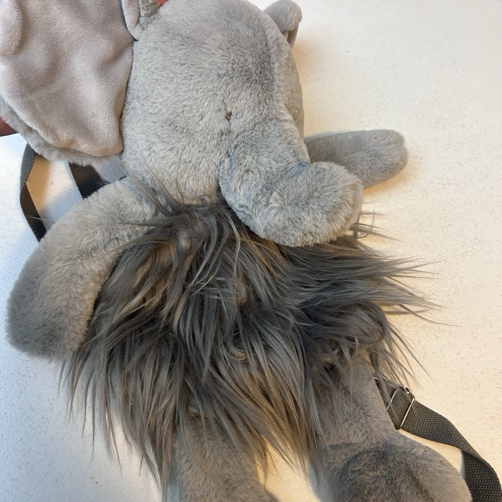 Mudpie Gray Plush Elephant Backpack Adjustable Strap