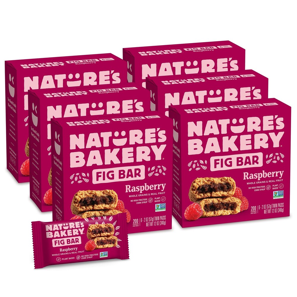 Nature's Bakery Whole Wheat Fig Bars, Raspberry, Vegan, Non-GMO, 6-Count (Pack o