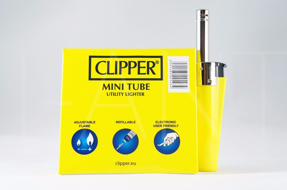 CLIPPER MINI TUBE PIEZO IGNITION REFILLABLE ADJUSTABLE FLAME UTILITY LIGHTER