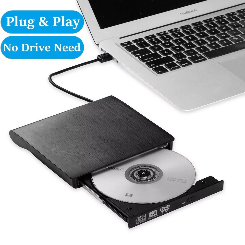 Slim External CD/DVD ROM Drive USB 3.0 Player Reader for Laptop PC Mac HP