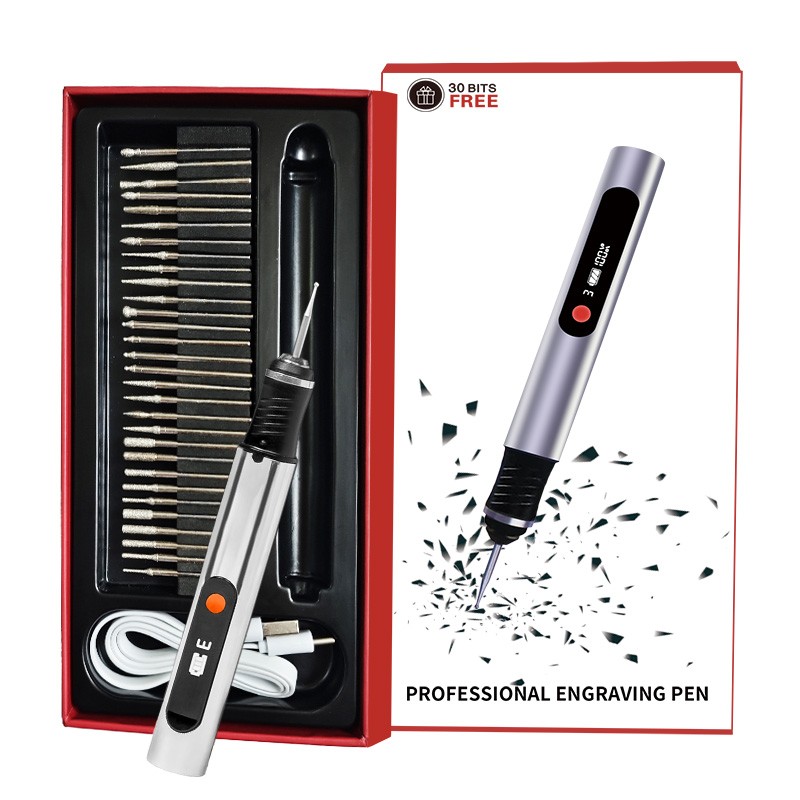 USB Rechargable Engraving Pen with 30 Bits Mini Electric DIY Engraver Cordless