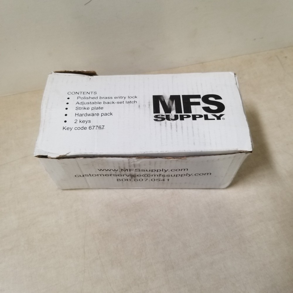 MFS Supply 67767 Polished Brass Entry Lock, Adjustable Back-Set Latch
