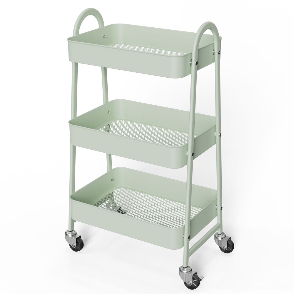 Colorful 3-Tier Storage Trolley with 2 Lockable Wheels - Versatile Organizer
