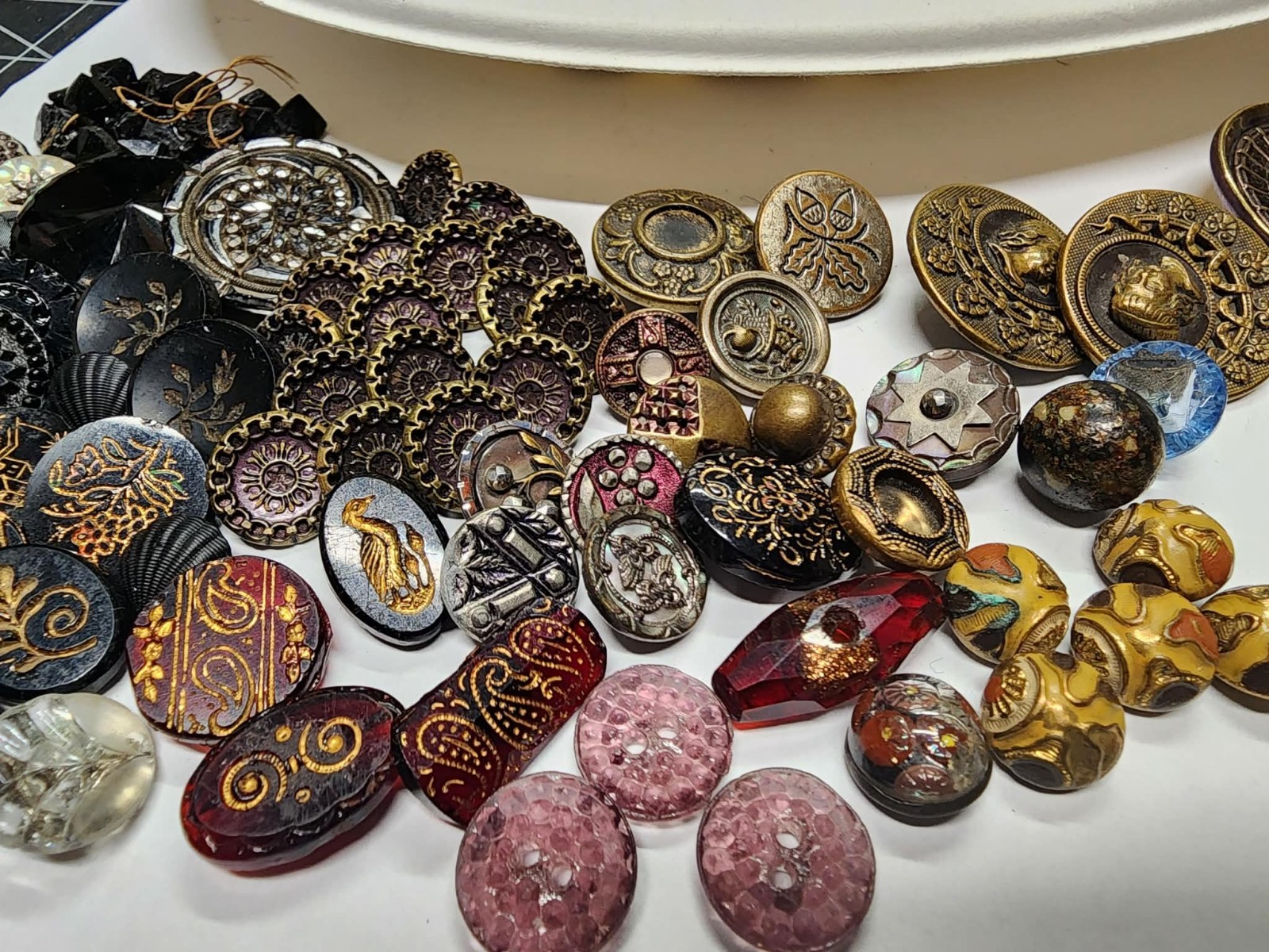 Junk Draw Lot , Antique Buttons , Marbles , Jewelry , Zuni