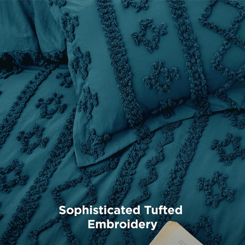 Bedsure Tufted Boho Comforter Set Queen Size - Queen, 16 - Teal - Elegant