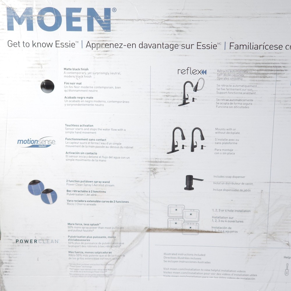 Moen 87014EWBL Touchless Wave Pull Down Kitchen Faucet Matte Black READ