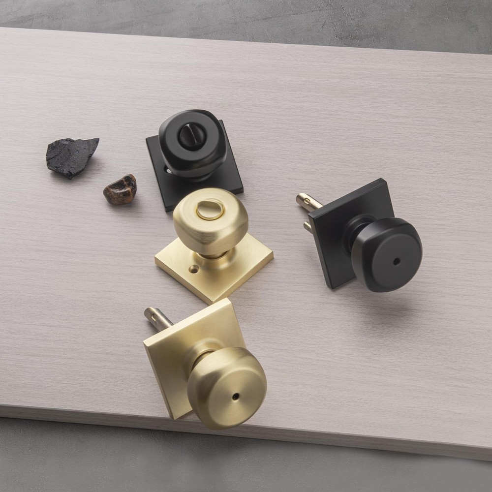 NCSEN Black Door Knobs Interior, Square Doorknobs for Privacy 1, Matt