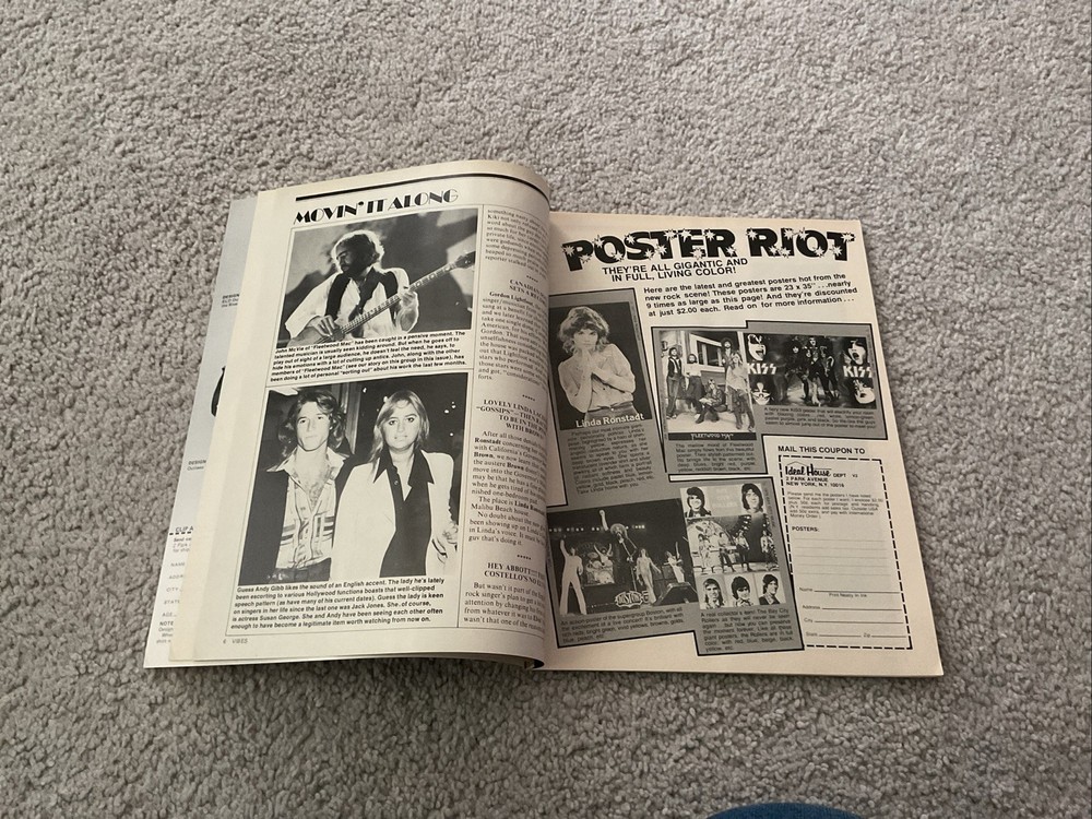 VIBES MAGAZINE 1978 LOT OF 3 KISS POSTER LED ZEPPELIN ROLLING STONES POSTER ROD