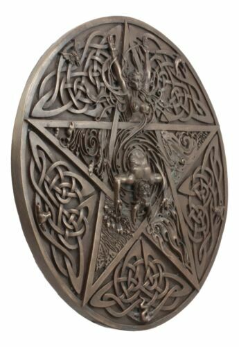 The Horned God & Goddess Elemental Celtic Knotwork Pentacle Wall Plaque Figure