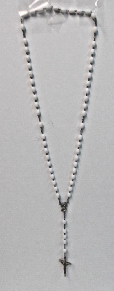 ROSARY WITH WHITE BEADS & CROSS MADE IN ITALY