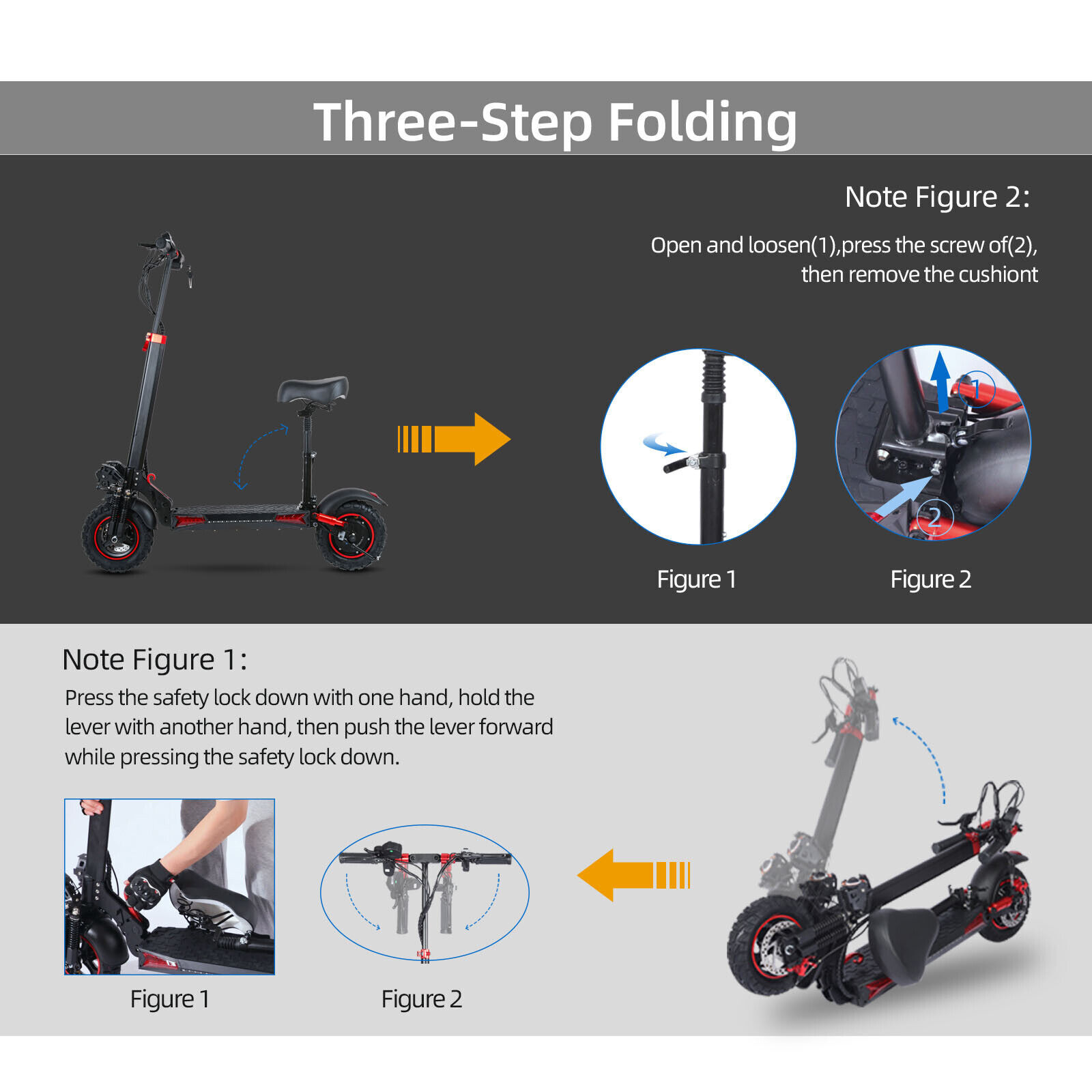 48v 1200W Electric Scooter For Adult 11"Off Road Fat Tires Fast Speed USA MAX x6