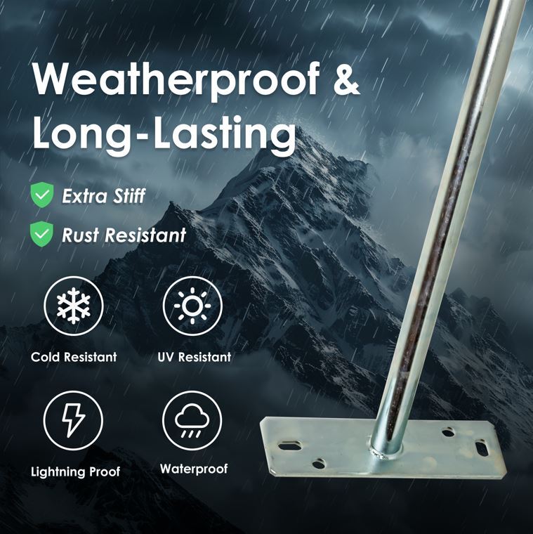 Easy Roof/Wall Install TV Antenna Mast Mount Kit Solid Structure Weather Proof