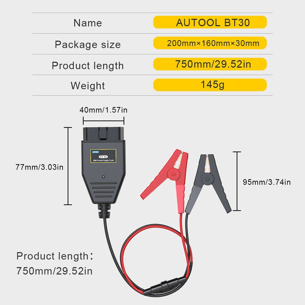 OBD II Vehicle ECU Emergency Power Supply Cable Memory Saver Replacement Tool