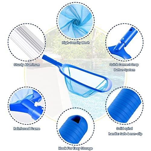 Pool Skimmer - Pool Net with 3 Section Pole, 48 inch Pool Pool Net with Pole