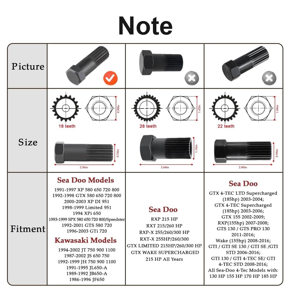 FUSCH Impeller Installation Removal Spline Wrench Tool Compatible with SeaDoo XP